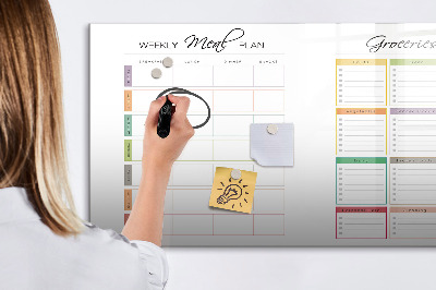 Magnetic erase board Weekly menu