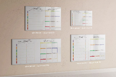 Magnetic erase board Weekly menu