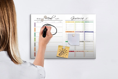 Magnetic erase board Weekly menu
