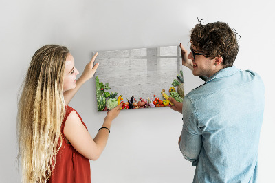 Magnetic erase board Vegetables on the table