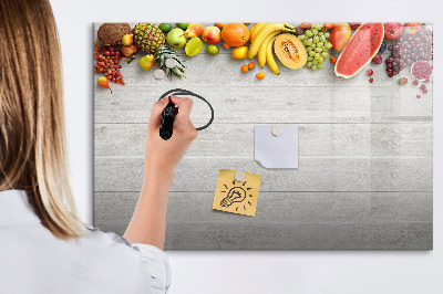 Magnetic board for writing Fruits on the table