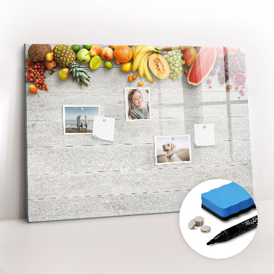 Magnetic board for writing Fruits on the table