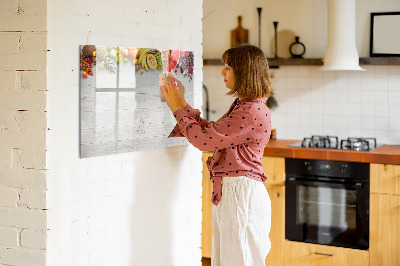 Magnetic board for writing Fruits on the table