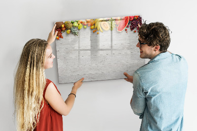 Magnetic board for writing Fruits on the table