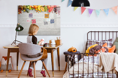 Magnetic board for writing Fruits on the table