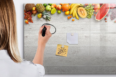 Magnetic board for writing Fruits on the table