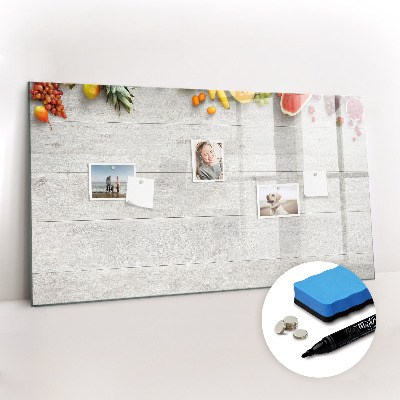 Magnetic board for writing Fruit on the table