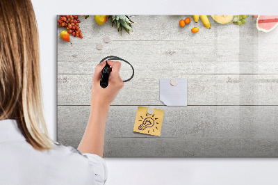 Magnetic board for writing Fruits on the table