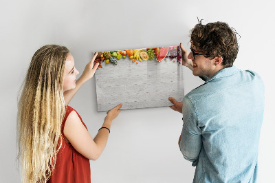 Magnetic board for writing Fruits on the table