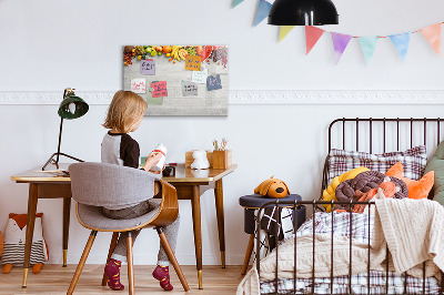 Magnetic board for writing Fruits on the table