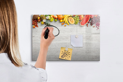 Magnetic board for writing Fruits on the table