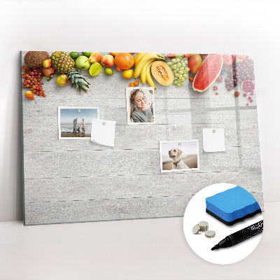 Magnetic board for writing Fruits on the table