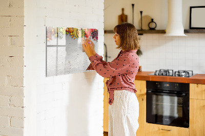 Magnetic board for writing Fruits on the table