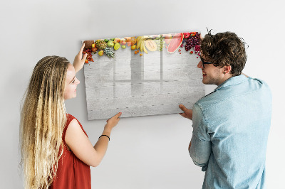 Magnetic board for writing Fruits on the table