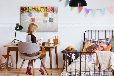 Magnetic board for writing Fruits on the table