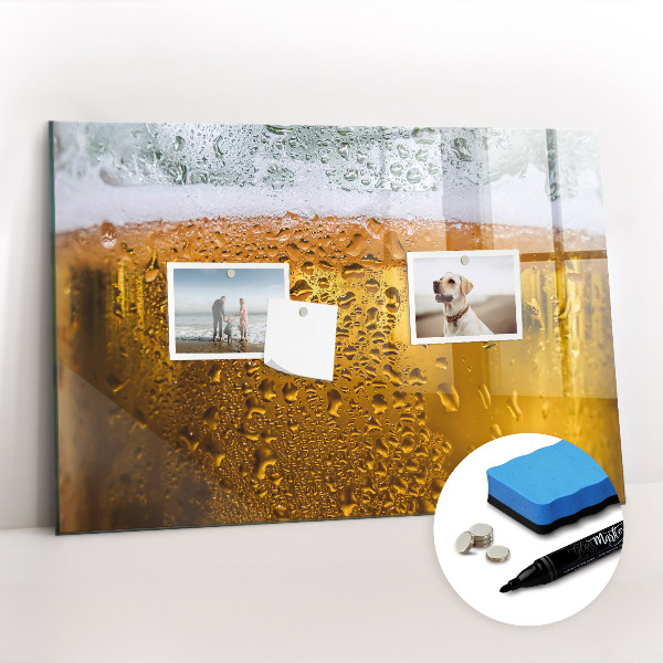 Magnetic writing board with marker A mug of beer