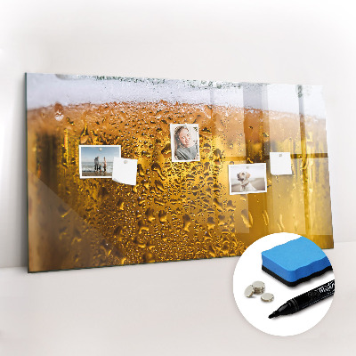 Magnetic writing board with marker A mug of beer