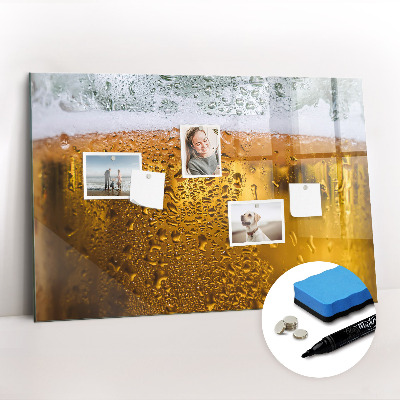 Magnetic writing board with marker A mug of beer