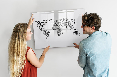 Magnetic erase board Continents made of letters