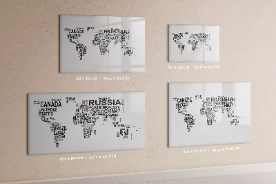 Magnetic erase board Continents made of letters