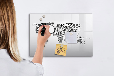 Magnetic erase board Continents made of letters