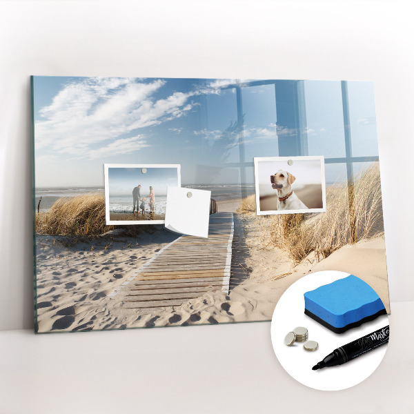 Magnetic board for writing View of the beach