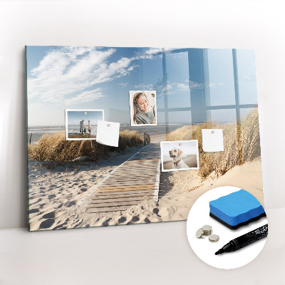 Magnetic board for writing View of the beach