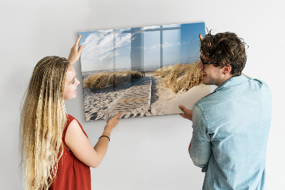 Magnetic board for writing View of the beach