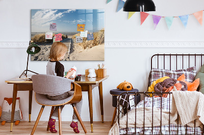 Magnetic board for writing View of the beach