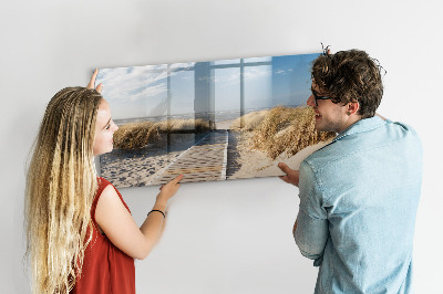 Magnetic board for writing View of the beach