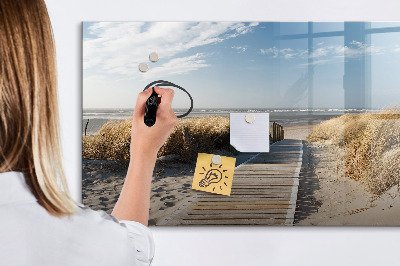 Magnetic board for writing View of the beach