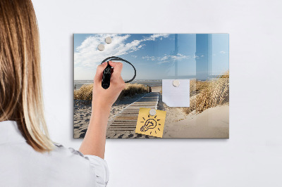 Magnetic board for writing View of the beach