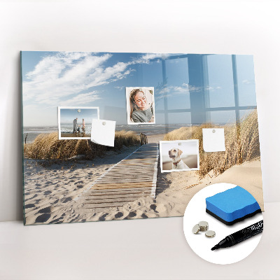 Magnetic board for writing View of the beach