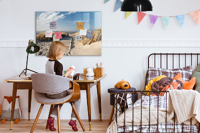 Magnetic board for writing View of the beach