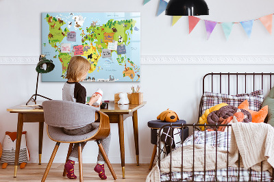 Magnetic drawing board World map with animals