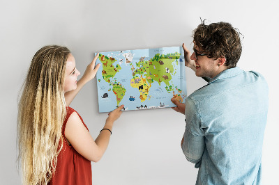 Magnetic drawing board World map with animals