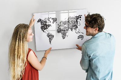 Magnetic writing board World map with captions
