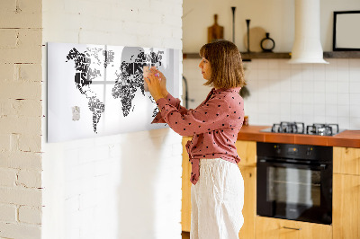 Magnetic writing board World map with captions