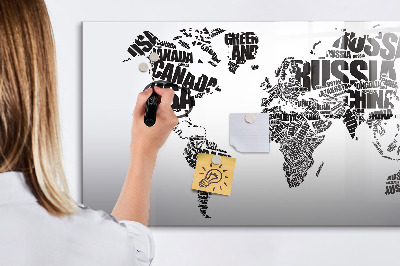 Magnetic writing board World map with captions