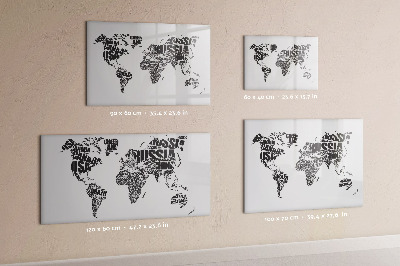 Magnetic writing board World map with captions