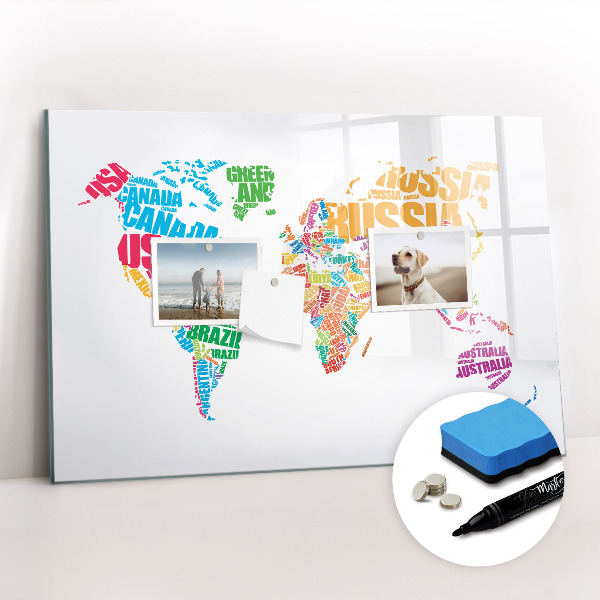 Magnetic writing board Colorful country names
