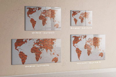 Magnetic writing board Brick world map