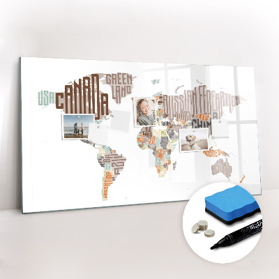 Magnetic writing board Map Colored Letters