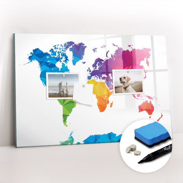 Magnetic writing board Abstract world map
