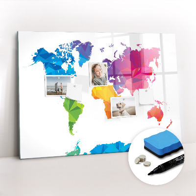 Magnetic writing board Abstract world map