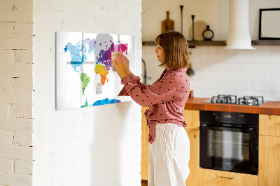Magnetic writing board Abstract world map
