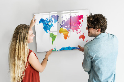 Magnetic writing board Abstract world map