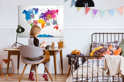 Magnetic writing board Abstract world map