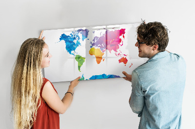 Magnetic writing board Abstract world map