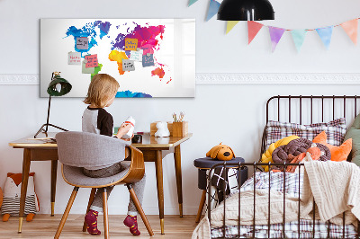 Magnetic writing board Abstract world map